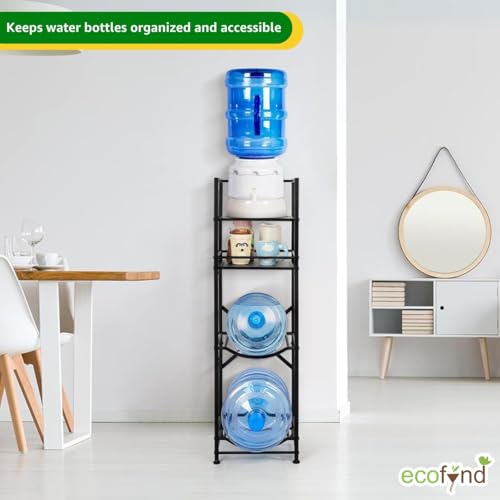 Image of ecofynd 2 Tier Water Dispenser Stand with 2 Top Shelf, Heavy Duty Water Cooler Storage Rack, 20 Litre Engineered Wood & Metal Bottle Holder for Home & Kitchen, Office, School, Hospitals, Restaurants