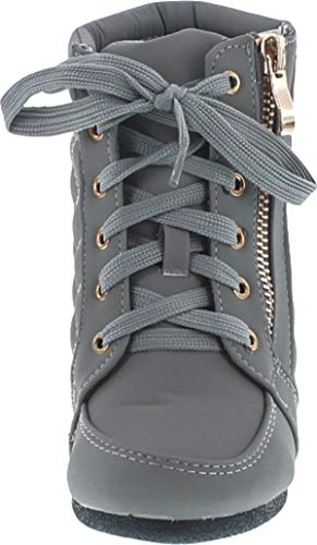 Link Peggy-63K Children Girl's Wedge Heel Lace Up Diamond Shape Quilted Sneakers2