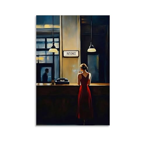 JEDSLLA – Affiches imprimées vintage de peintures à l'huile d'Edward Hopper, impression sur toile esthétique, décor mural moderne pour la chambre à coucher, salon 60 x 90 cm, style sans cadre