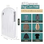 Premium 40” Short Cotton Garment Bag For Hanging Clothes And Storage | Wide 6” Gusset & 4 Cedar Blocks For Fresh Smell And Moth Protection | Best For Suits, Fur Coats, Leather Jackets, Sweaters. - Image 3