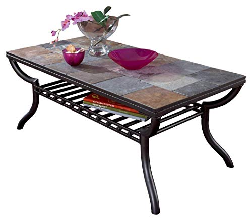Ashley Furniture Signature Design - Antigo Coffee Table - Slate Top with Metal Bottom - Cocktail Height - Contemporary - Black