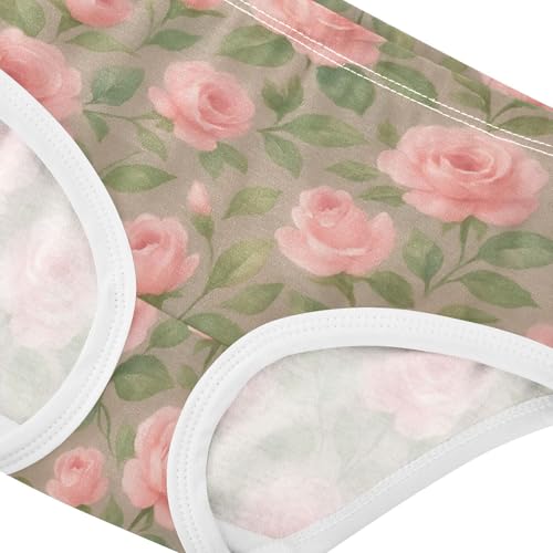 Joisal Vintage Pink Roses Little Girl Panties Girls Underwear Toddler Cotton Funny Briefs Kids Undies 2t4