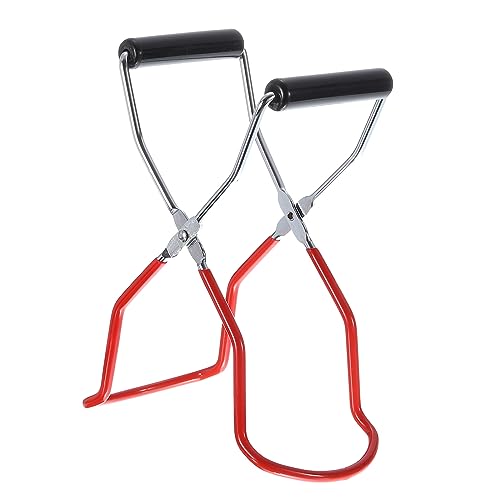uxcell 1Pcs Canning Jar Lifter Tongs Stainless Steel Jar Lifter with Plastic Grips Canning Supplies for Home Kitchen Red
