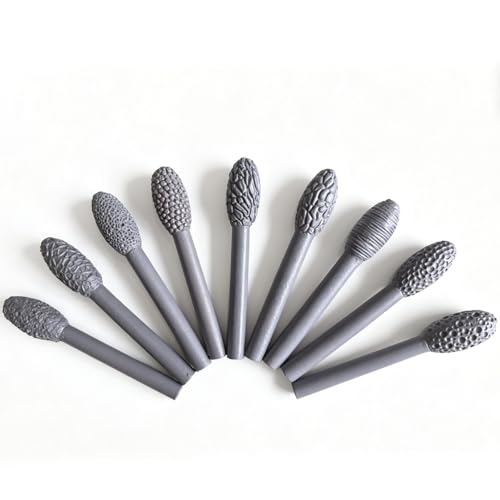 Texture Tool Sets for Clay Art - 9/23pcs Oval Clay Modeling Pattern Rollers Kit with Ergonomic Handles, Small Clay Texture Rollers for Polymer Clay, Pottery (9pcs Single Head)