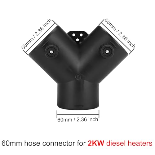 Copgge Diesel Heater Duct Connector Parking Heater Pipe Ducting Connector Air Heater Duct Outlet Vent Connector with Adjustable Valve Flap for Eberspacher Webasto Diesel Heater 2KW (Y Branch 60MM)