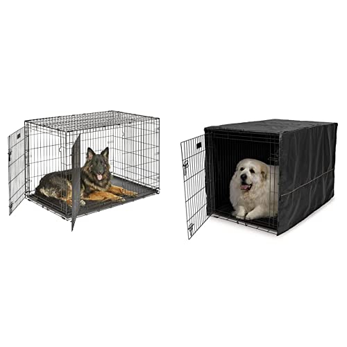 XL Dog Crate Midwest iCrate Double Door Folding Metal Dog Crate 48L