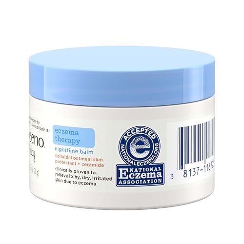 Image of Aveeno Baby Eczema Therapy Nighttime Moisturizing Balm, Colloidal Oatmeal & Ceramide, Soothes & Relieves Dry, Itchy Skin from Eczema, Hypoallergenic, Fragrance-Free, Travel Size, 1 oz