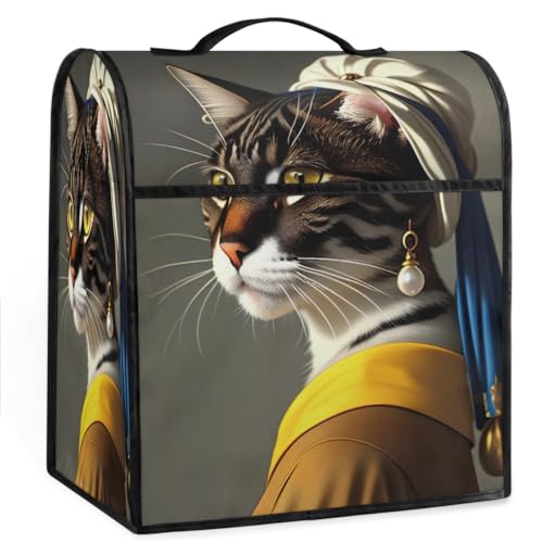Coffee Maker Cover Het Meisje Met De Parel Cat Kitchen Appliance Covers Small Appliance Covers Blender Cover Juicer Cover Dust Covers for Kitchen Appliances with Top Handle and Pockets,Washable,C908