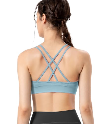 Image of VEQKING Ruched Sports Bras for Women Large Bust, Seamless Yoga Bra, 3 Pack | Removable Padded, Strappy Criss Cross Back, Medium Support for Yoga, Pilates & Gym, Full Coverage, No Bounce, No Spillage