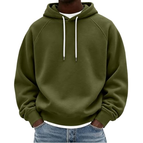 Mens Raglan Pullover Hoodie Drawstring Rib Cuffs Casual Travel Sweatshirt - image 1