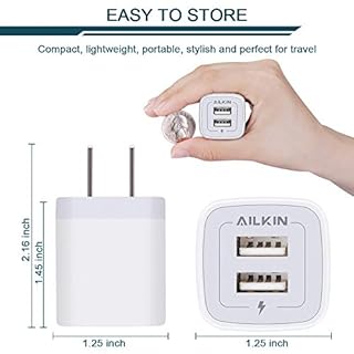 Wall Charger, 3Pack 5V/2.1A AILKIN 2-Port USB Wall Charger Home Travel Plug Power AC Adapter Fast Charging Block Cube for iPhone 15 14 13 12 SE 16Pro Max XS 17 Plus, Samsung Galaxy, Google Pixel Box