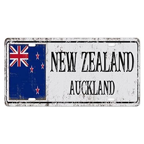 New Zealand Plaque New Zealand National Flag Auckland City Plaque Country Souvenir Gift Decorative Metal Signs for Cars 6X12Inch Birthday Gift to Mom Dad