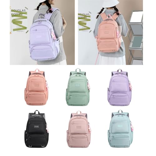 Mochila escolar rosa para libros de moda juvenil con compartimento portátil 2