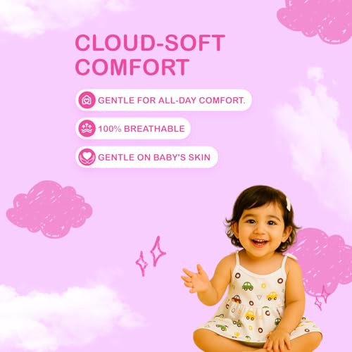 Image of Kidbea Cotton Baby Dress for Girls | Soft Sleeveless Summer Dress for Girl | Cute Printed Newborn Baby Muslin Frocks with Tie-Up Closure