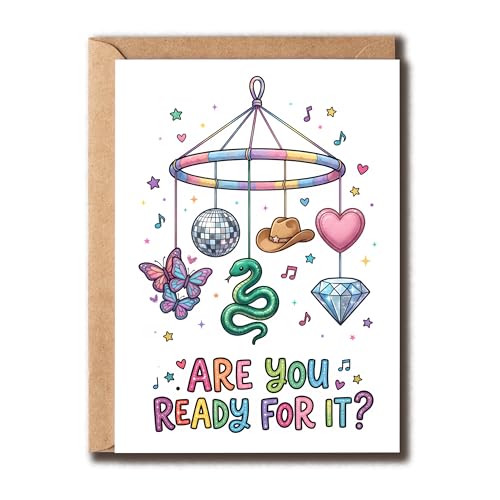 AdamLongStore Are You Ready For It Card - Swiftie Fan Gift - Pop Music Eras Greeting - Snake Disco Ball Cowgirl Hat Illustration - Diamond Butterfly Aesthetic Stationery Gift