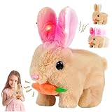 Juguete De Conejito De Saltando,My Realistic Bunny Toy,Juguete De Conejo Interactivo con Zanahoria,Juguete Electrónico Interactivo con Sonidos, Movimientos y Meneo, Conejito De Pascua De Peluche