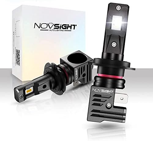 NOVSIGHT H7 LED Headlight Bulbs 55W/Pair 10000LM 6000K 1:1 Mini Design Car Replacement Lights Bright of Halogen and Xenon Kit 2 Lamps