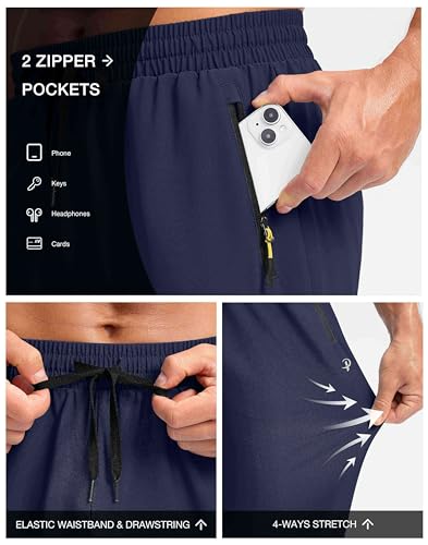 Image of Pudolla Men's Lightweight Hiking Pants Quick Dry Outdoor Sweatpants with Zipper Pockets for Athletic Workout Casual Travel