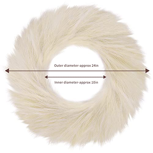 Ureymx 24'' Pampas Grass Wreath, Pampas Wreath, Boho Wreath, Artificial Pampas Wreath For All Seasons, Boho Wall Decor, Farmhouse Pampas Grass Garland (Beige, 1) #TOP2