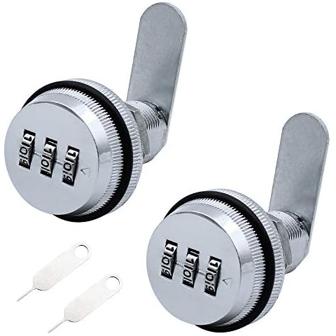 SPTwj Combination Lock 【2 Pack】3-Digit Password Security Padlock Keyless 30mm Cam Lock for Cabinet Locker Drawer Letter Box Locks etc Silver Chrome Cover