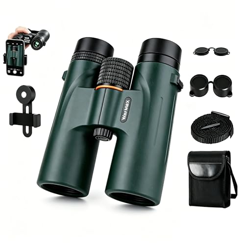 WarMax Binoculars 12x42 HD for Bird Watching Stargazing and Hunting BAK-4 Prisms ED Glass Waterproof with Phone Adapter (Green)