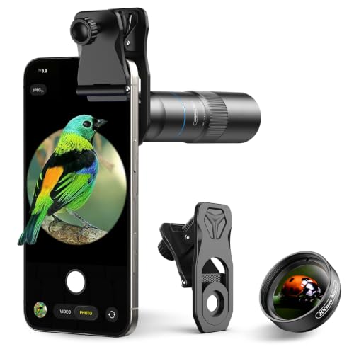 APEXEL Téléobjectif-2.0 Amélioré 10x,Objectif Macro 200 mm avec Clip