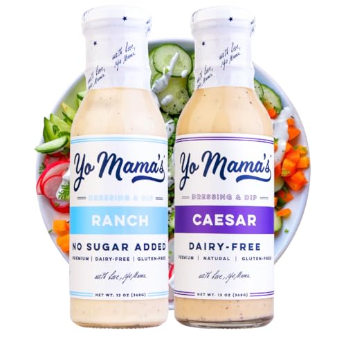Yo Mama's Foods Keto Ranch & Caesar Combo Dressing and Dip - Pack of (2) - Dairy Free, Gluten Free, Low Sodium, and All Natural!