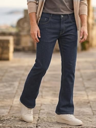 Image of Urbano Fashion Men's Stretch Fit Mid Rise Washed Bootcut Jeans Stretchable
