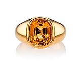 Couleur du bracelet : jaune HARSHALI GEMS Bague Pukhraj en or jaune 18 carats avec saphir jaune de Ceylan naturel non chauffé non traité 4 à 9 carats