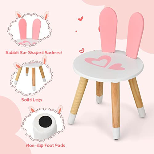 Costzon Kids Vanity Set With Mirror, 2 In 1 Princess Makeup Dressing Table W/Detachable Top, Toddler Vanity With Chair, Drawer & Solid Wood Legs, Pretend Play Vanity Set For Little Girls (Pink) #TOP3