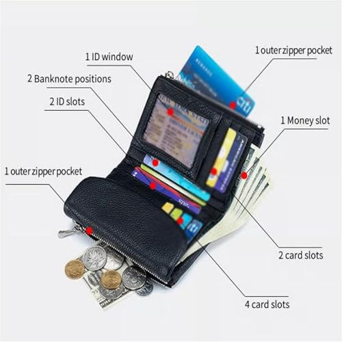 Unisex Pebble Leather Wallet, Card Holder & Coin Purse, Multicolor Clutch for Women,Short Genuine Leather Purse for Coins and Cards (Black)3