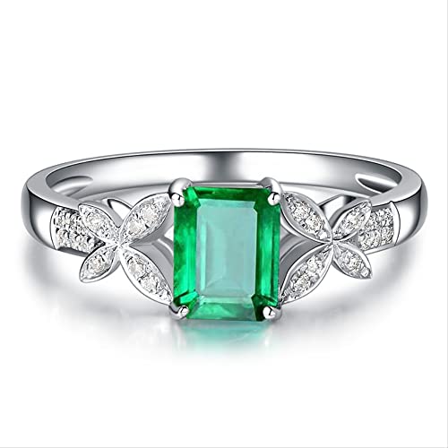 Bague pour femmes 925 avec zircon rectangle et anneau ouvert ajustable