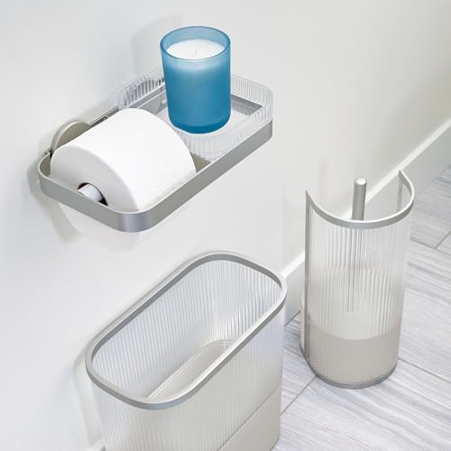 Image of iDesign Fluted Bowl Brush, Clear /Satin Gray | For Bathroom, Compact