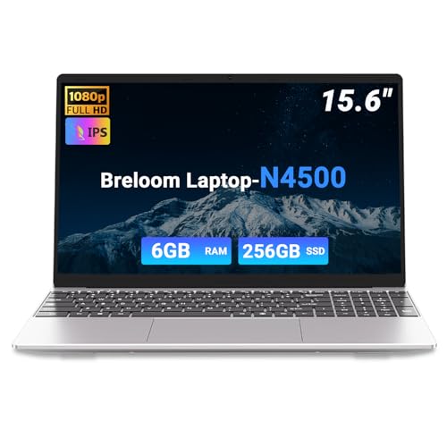 Breloom Laptop empresarial Win 11 de 15.6 pulgadas, DDR4 de 6 GB SSD de 256 GB, portátiles Celeron N4500 con procesador para estudiantes, pantalla FHD de 1920 x 1080, Wi Fi 5, BT5.0, teclado en inglés