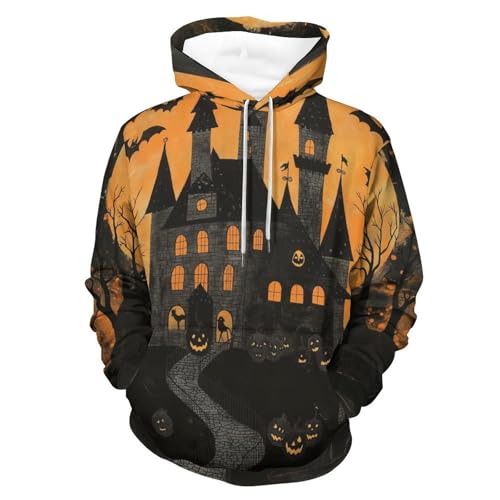 Sweatshirt pullover lune château citrouille hoodie manches longues taille S