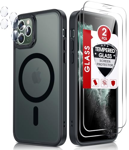 LeYi for iPhone-11-Pro-Max Cases: [2X Screen Protector + 2X Camera Lens Protector] 360° Full Body Military-Grade Protection Skin-Friendly Matte Case for iPhone 11 Pro Max, Black