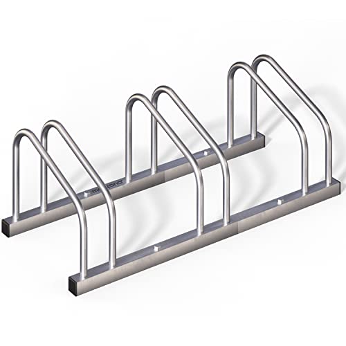 Monzana® Bicycle Stand For 3 Bicycles 30-65mm Tyre Width 37cm Wheel Spacing | Wheel Stands | Multi Bikes Stand | Freestanding Floor Or Wall Mountable Cycle Rack | Galvanised Parking Storage Secure