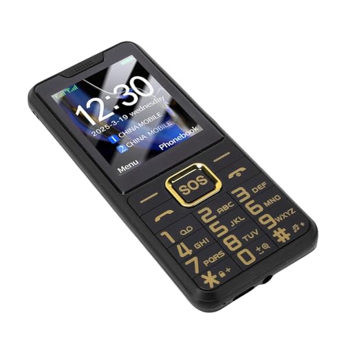 Acogedor 2G頑丈な電話、高齢者/子供向けのロック解除された電話、2.4インチ画面、MP3、FM、電子ブック付きデュアルSIM大きなボタン携帯電話、カレンダー、目覚まし時計、電卓、懐中電灯 (BLACK)