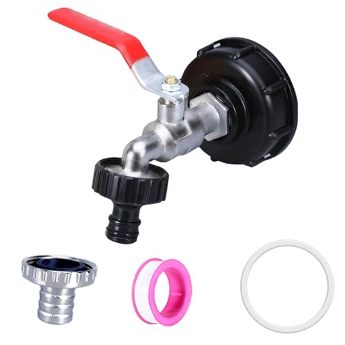 Adaptador Depósito IBC, Grifo Agua Salida Bidon 1000 Litros, Accesorios Drenaje Tanque 3/4 Pulgadas, Adaptadores Cisterna Válvula Bola Aleación para Exterior Jardin Tanque Agua Lluvia Recolección