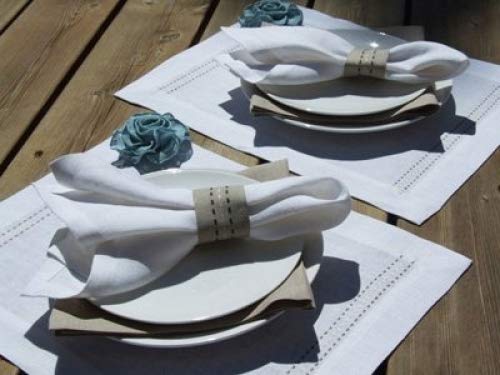 Servilletas de lino LinenMe Classic blancas, pack de 4 para comidas elegantes 2