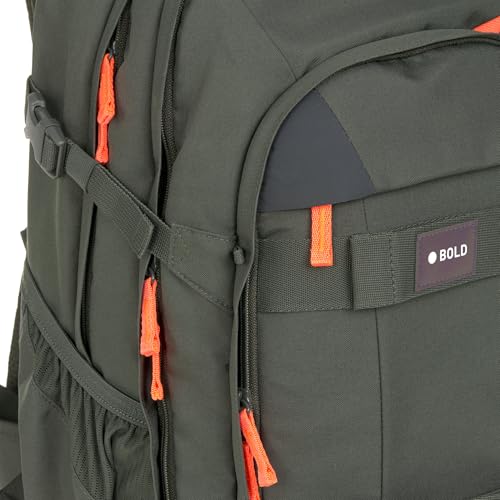 LÄSSIG Schulrucksack mit Reflektoren und höhenverstellbarem Rückenteil/School Backpack Bold Dark Olive