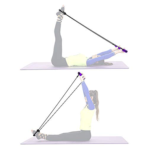 Andoer Kit de barra portátil Barra de tonificação muscular com 8 bandas de resistência em forma Cord