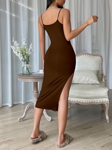Image of Aahwan Black Solid Bodycon Midi Side Split Thigh Dress for Women's & Girl's