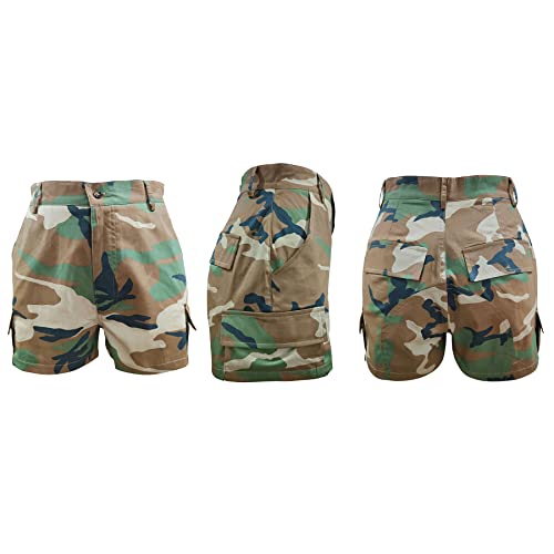 Seltaon Women's Camo Cargo Shorts High Waisted Camouflage Print Denim Short Clubwear 5
