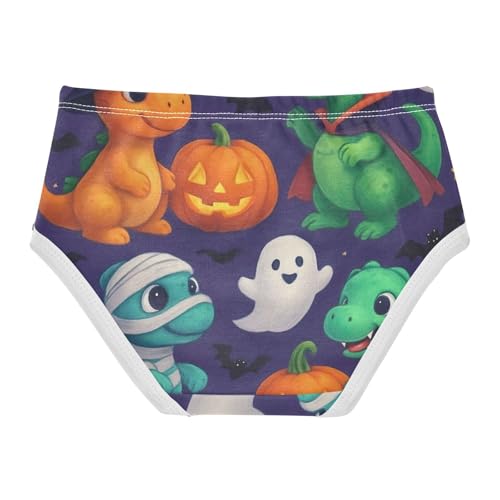 Kids Underwear, Cute Cartoon Dinosaurs Halloween Toddler Panties, Girls' Cotton Brief Underwear, 2T–8 Years2