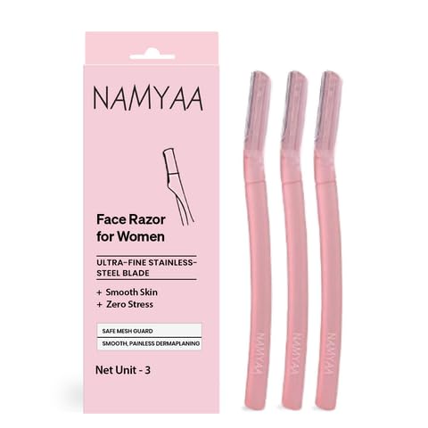 Image of Namyaa Women's Reusable Facial Razors - Pack of 3 | Quick & Pain-Free Hair Removal Tool | Ideal for Eyebrows, Upper Lip & Chin | Works on All Skin Types
