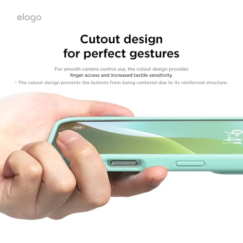 Image of elago Compatible with iPhone 16 Case, Premium Liquid Silicone Case, Full Body Protective Cover, Shockproof, Slim Phone Case, Anti-Scratch Soft Microfiber Lining, 6.1 inch (Aqua Sky)