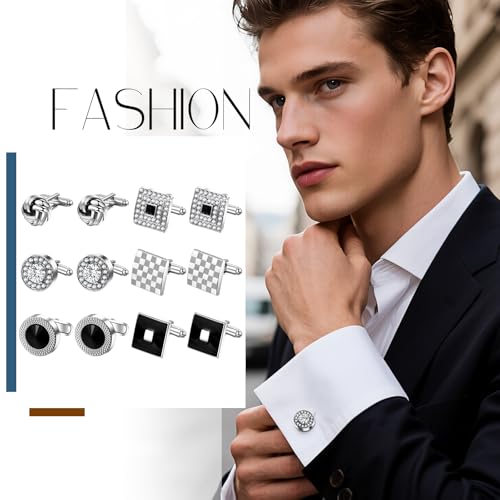6 pares de mancuerneros Aroncent para hombre miniatura 6