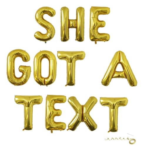 SHE GOT A TEXT Gold Balloons Banner,Bachelorette or Bridal Shower Party Banner,Gold,16inch