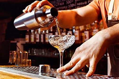 Ridgeyard 8 Pcs Stainless Steel Cocktail Bartender Bar Set Kit,Mixer Bundle Drink Martini Tools, Shaker, Double Jigger ,Lemon Knife, Strainer ,Bottle Opener ,Ice Tongs Wood Stand Christmas Gifts #TOP5